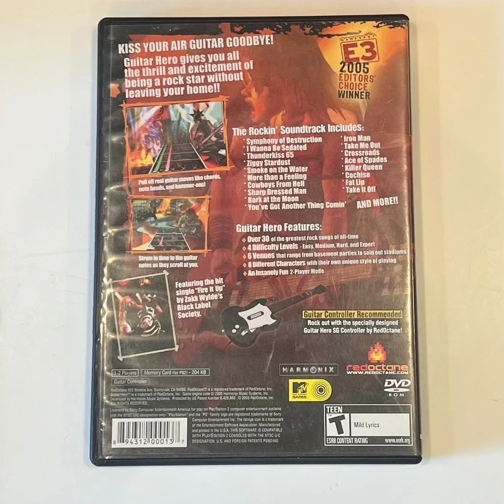 Guitar Hero I & II PS2 Bundle NTSC Black Y2K Retro Rock Gaming‎ Music